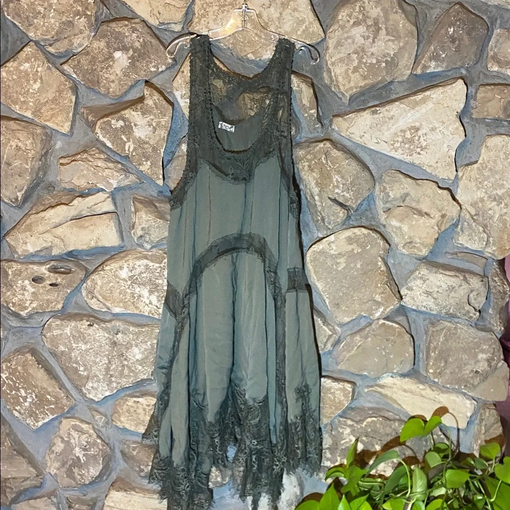 Forest green lace slip dress tunic…reserved… - Picture 1 of 10